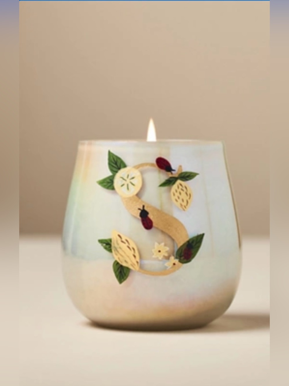 ▪️NIB Anthropologie Fruity Monogram Floral Night Gardenia Glass Candle